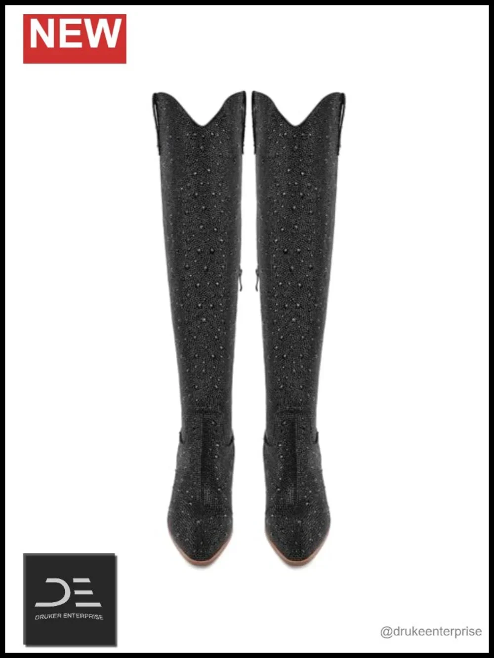 Rhinestone Over the Knee Cowboy Boots Sparkly Cowgirl Western Thigh High Chunky